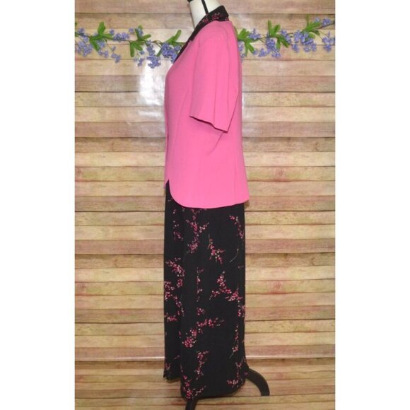 Studio 1 Ladies 2 Piece Pink Jacket & Black Dress 14 Maxi Retro Church Career - Picture 4 of 11